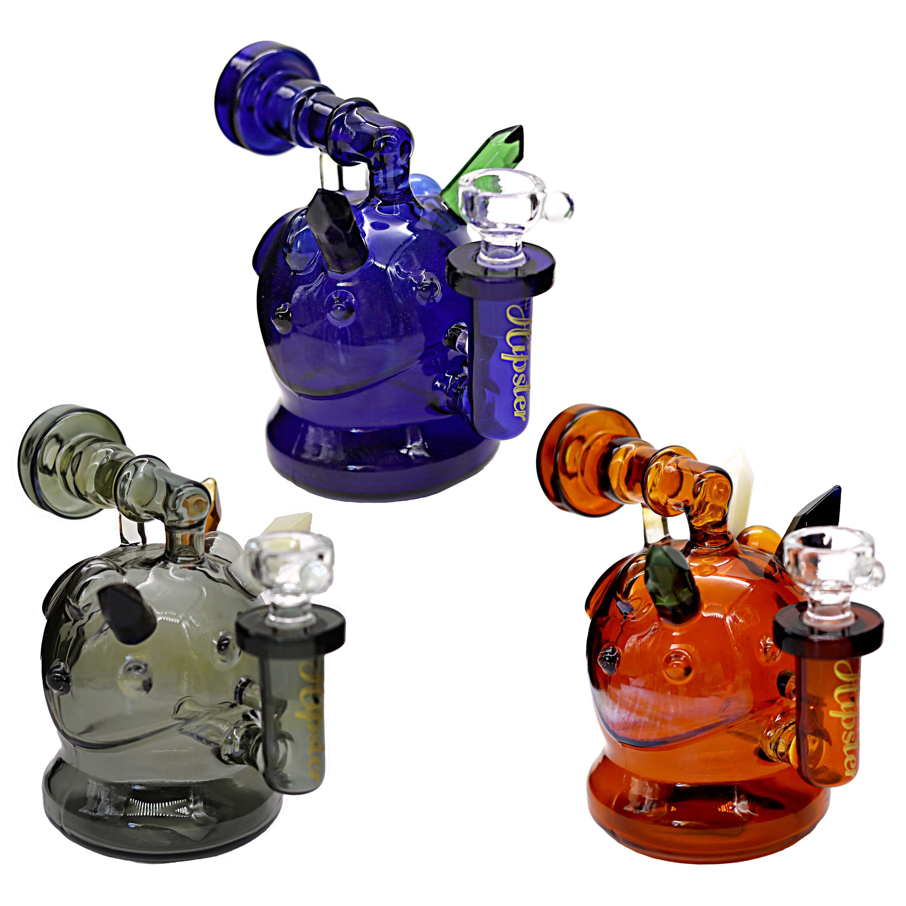 Hipster Fat Body Bunny Apple With Eyes And Spikes Mini Waterpipe (ML004) | 5 inch | Assorted Colors product image